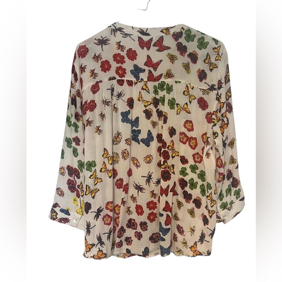 Serengeti Womens Butterfly & Floral Flowy Peasant Tunic Top Size XL Boho - Picture 3 of 13
